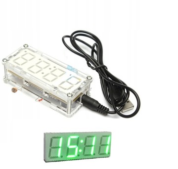 Biały Zegar ,Zielone Cyfry 2cm z obudową DIY KIT