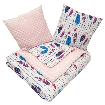 Narzuta 160 x 80 Kocyk Minky Poduszki