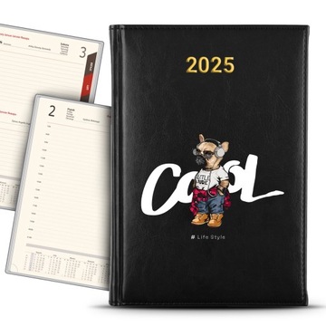KALENDARZ 2025 CZARNY Terminarz Life Style Młodzieżowe COOL Wiele Wzorów