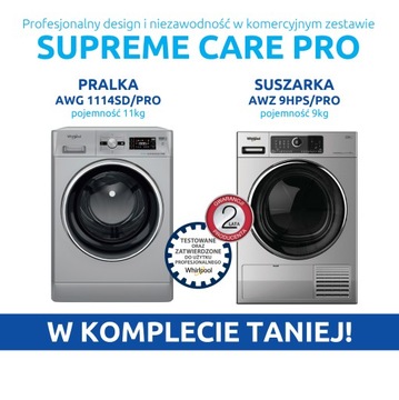 KOMPLET PRALKA SUSZARKA PRZEMYSŁOWA WHIRLPOOL 11/9 KG + Chemia gratis