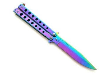 Nóż motylek Tęczowy Rainbow motylkowy treningowy