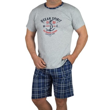 Мужская пижама хлопок шорты решетки карманы 2XL