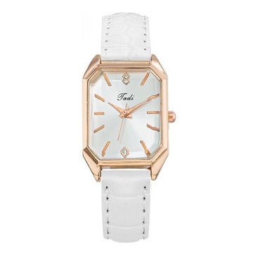 Women Watch Rectangle Dial Faux Leather Strap Quartz