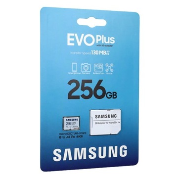 Карта памяти Micro SD Samsung EVO Plus microSDXC 256 ГБ C10 A2 V30 UHS-I U3