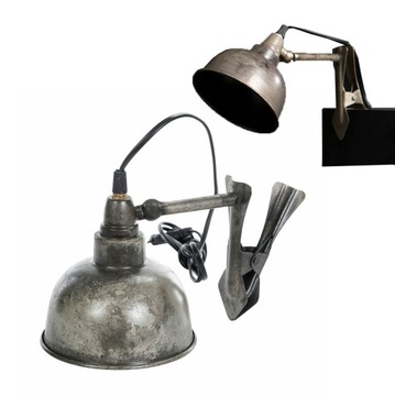 LAMPA PRZYPINANA Z KLIPSEM na biurko nocna metalowa loft srebrna