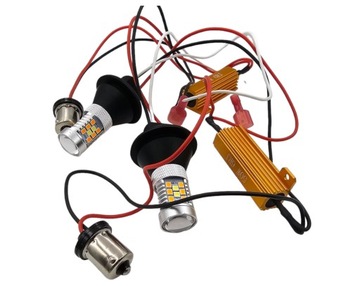 СВЕТОДИОДНЫЕ ДХО ПОВОРОТЫ + ДНЕВНЫЕ ОГНИ 28SMD 2в1 BAU15S PY21W УЛЬТРА МОЩНЫЙ