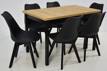 СКАНДИНАВСКИЙ РАЗДВИЖНОЙ СТОЛ, 6 стульев, С ПОДУШКОЙ