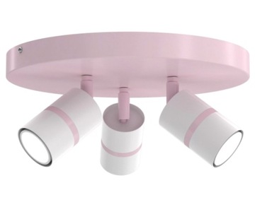 EWILIGHT Lampa sufitowa wisząca okrągła 3-punkty TUBE kids 3xGU10 biały/róż