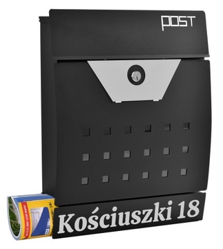 SKRZYNKA POCZTOWA NA LISTY Z GAZETNIKIEM NUMEREM DOMU ADRESEM NAZWĄ ULICY