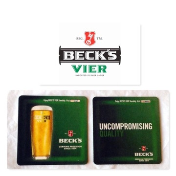 BECK'S VIER BEER podstawki 100szt 9.5x9.5cm NIEMCY