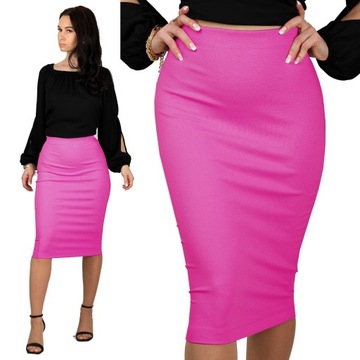 4XL TUBA AMARANT różowa spódnica dopasowana midi ołówkowa obcisła 48