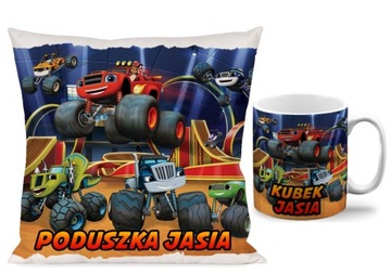 ZESTAW KUBEK PODUSZKA BLAZE I MEGA MASZYNY + IMIĘ