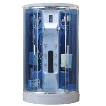 KABINA PRYSZNICOWA Z HYDROMASAŻEM PÓŁOKRĄGŁA BIAŁA 100X100X220CM -MAZUR