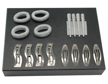 KOMPLET OZDÓB DO WŁOSÓW SPINKI GUMKI SILVER 16 SZT