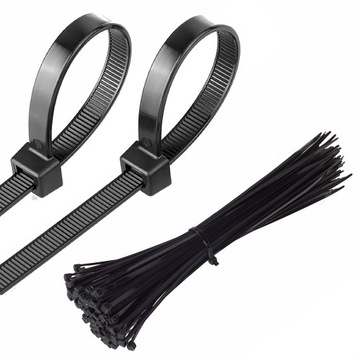 MOCNE OPASKI ZACISKOWE KABLOWE TRYTKI CZARNE TAŚMA 3,6x200 100SZT