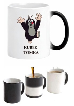 MAGICZNY CZARNY KUBEK DLA DZIECI KRECIK + DOWOLNE IMIĘ TEKST