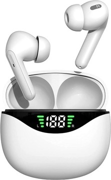 SŁUCHAWKI BEZPRZEWODOWE Z MIKROFONEM USB-C BLUETOOTH POWERBANK IPX5 BIAŁY