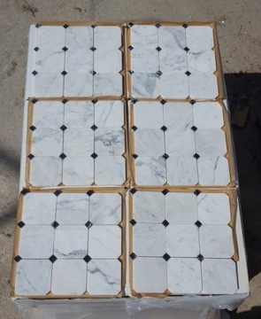 MOZAIKA MARMUROWA KAMIENNA OCTAGON POLEROWANA BIANCO CARRARA