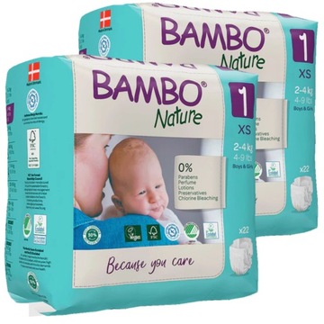 PAMPERSY PIELUSZKI EKOLOGICZNE BAMBO NATURE 1 NEWBORN 2-4KG 22szt
