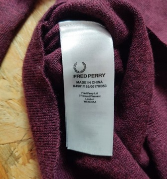 Sweter Wełniany FRED PERRY Merino Wool Casual M