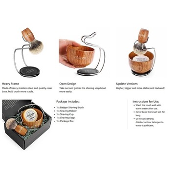 Набор помазков для бритья 4 в 1, волосы барсука 100%