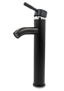 BATERIA ŁAZIENKOWA UMYWALKOWA KRAN STOJĄCA DO UMYWALKI STAŁA WYLEWKA CZARNA