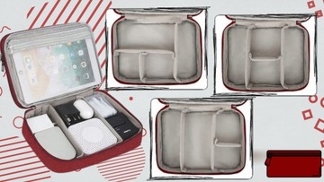 ORGANIZER PODRÓŻNY TORBA NA KABLE ŁADOWARKI 5 RZEPÓW POJEMNA ZAMEK PODRÓŻ