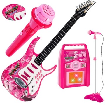 Gitara ELEKTRYCZNA ze wzmacniaczem i mikrofonem NA STATYWIE DLA DZIECI mp3