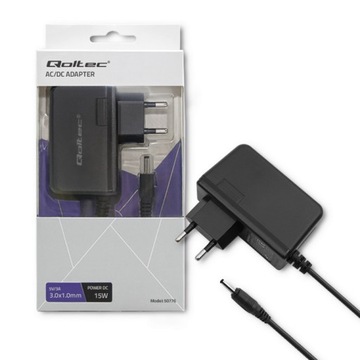 Qoltec Zasilacz wtyczkowy 15W 5V 3A 3.0*1.0 monitor router TV drukarka