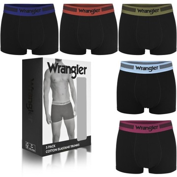 WRANGLER Bokserki Męskie TRUNK Bawełna 5 sztuk Czarne 22134 Rozmiar L