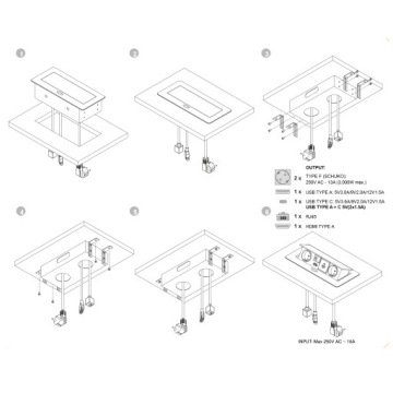 Мультиразъем Emuca Atom 26 для настольного компьютера, 2xEU, 1xUSB C, 1xUSB A, RJ42, HDMI, Белый
