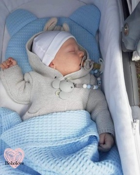 Комплект летнего одеяла из хлопка WAFEL для коляски ЦВЕТА гондолы: синий и бежевый.