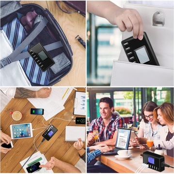 Зарядная станция мощностью 60 Вт, 8 портов USB, зарядное устройство USB C, 12 А, с ЖК-дисплеем