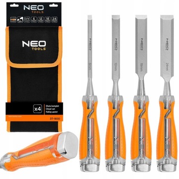NEO CHISEL набор столярных стамесок для подбивки 4 шт. 6,12,18,24 + ЧЕХОЛ 37-900