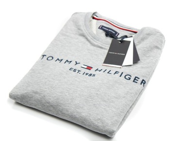 BLUZA TOMMY HILFIGER MĘSKA DUŻE LOGO KLASYCZNA SZARA XL