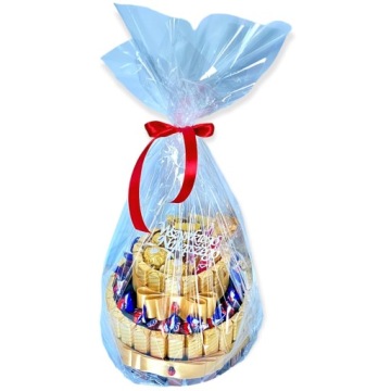 Комплект подарочной корзины для торта Merci 2-х ярусный на любой случай + надпись
