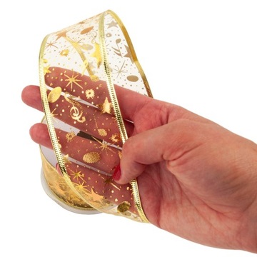 ЛЕНТА ДЕКОРАТИВНАЯ ЛЕНТА РОЖДЕСТВЕНСКИЙ ПОДАРОК ​​5СМ 2,7М 2 цвета