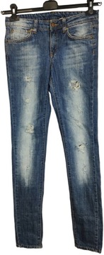 MANGO Jeansowe SPODNIE Rurki z przetarciami 38 w