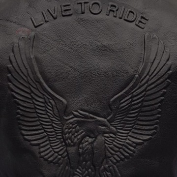 Черный кожаный мотоциклетный жилет Live to Ride - 4XL