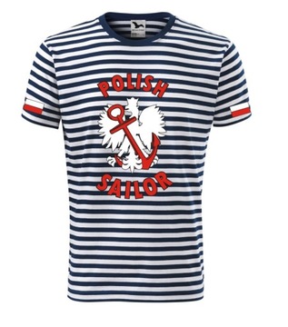 KOSZULKI KOSZULKA MARYNARSKA T-SHIRT POLISH SAILOR W PASKI ŻEGLARSTWO HIT