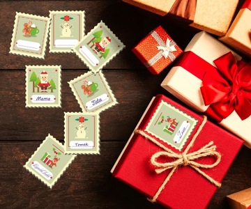 Наклейки ПОДАРКИ ВИНТАЖНАЯ МАРКА 02 набор из 12 шт.