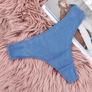 5 GŁADKIE STRINGI BEZSZWOWE BAWEŁNIANE MAJTKI L/XL