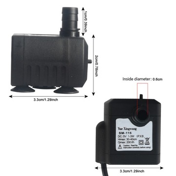 USB MINI POMPKA WODY CIECZY ZATAPIALNA 200L/H IPX8