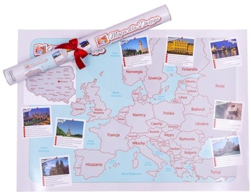 plakat mapa ZDRAPKA PODROŻY przeżyć dla PAR na PREZENT Dzień Matki Ojca