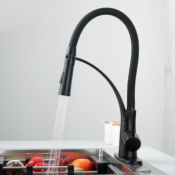 КУХОННЫЙ Смеситель для мойки ЧЕРНЫЙ ГИБКИЙ ИЗЛИК 360° ГИБКИЙ ЧЕРНЫЙ