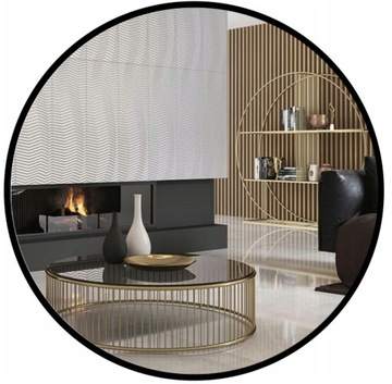 LUSTRO ŚCIENNE W CZARNEJ OKRĄGŁEJ RAMIE 70 CM ŁAZIENKA SALON BIURO LOFT