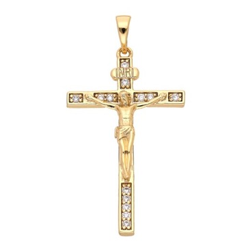 Krzyż zawieszka krzyżyk ze stali chirurgicznej złoty wisiorek Chrzest
