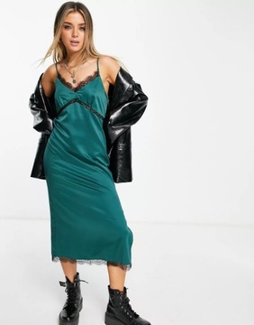 TOPSHOP SUKIENKA DAMSKA ZIELONA Z KORONKĄ 32 1RBU