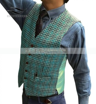 Men's Vintage Wool Houndstooth Vest Custom Made Pl