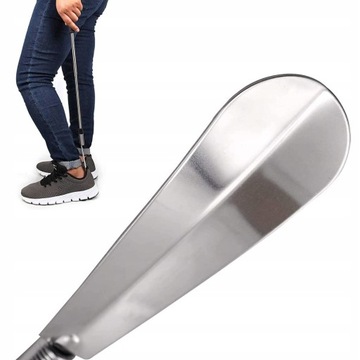 Рожок для обуви с длинной ручкой, регулируемый, нержавеющая сталь.